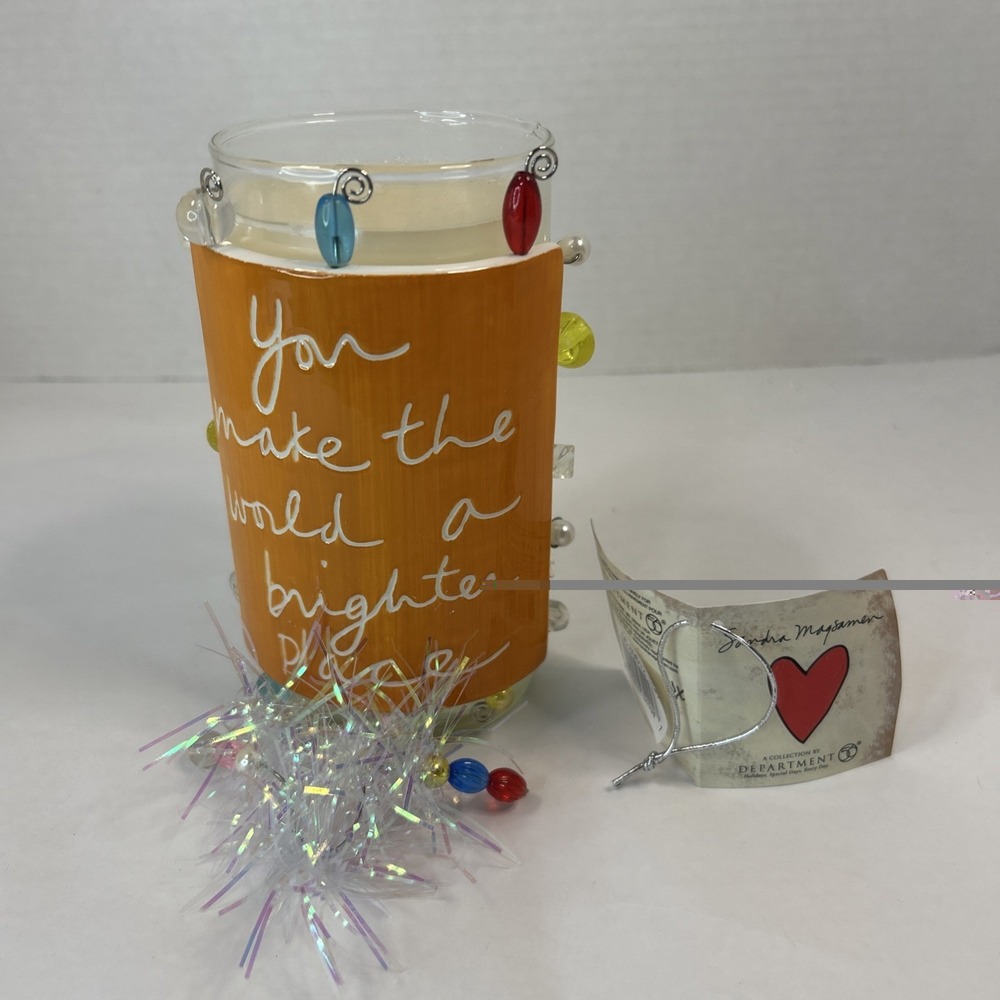 Sandra Magsamen Candle "You Make The World A Brighter Place" Beads On Wire Read